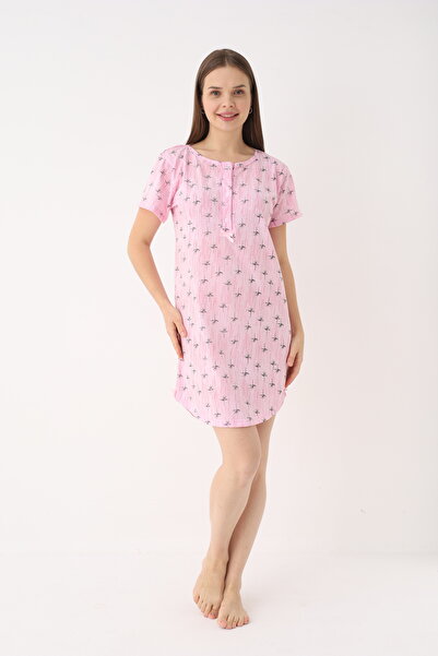 YASAR UNDERWEAR Women's 100% Cotton Patterned Short Sleeve Half Placket Butto...