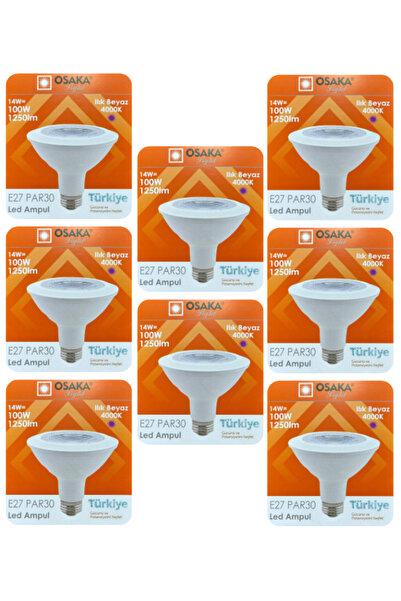 Avarson (8 Adet) Osaka 14W (100W) Ilık Beyaz (Günışığı) (4000K) E27 Duylu (Ka...