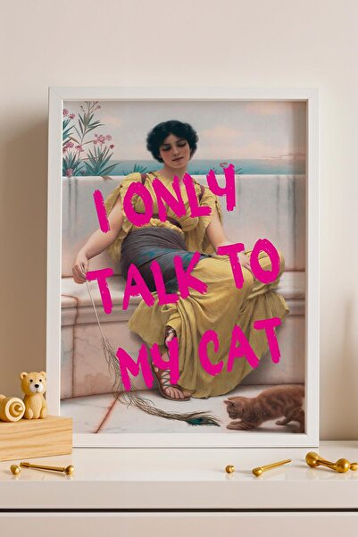 Saturn John William Godward Idleness Framed Painting I Only Talk to My Cat Gi...