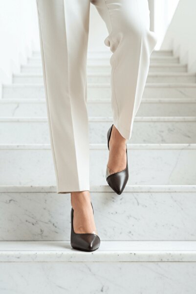 DİVOLYA Violet Brown (8 cm Heel) Pointed Front Daily Use Heeled Shoes