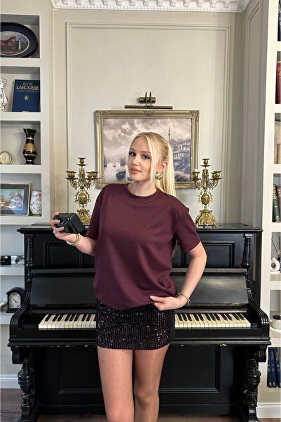 GUMMORE COLLECTİON Basic Modal T-Shirt, Relaxed Fit, Comfortable Fit Crew Nec...