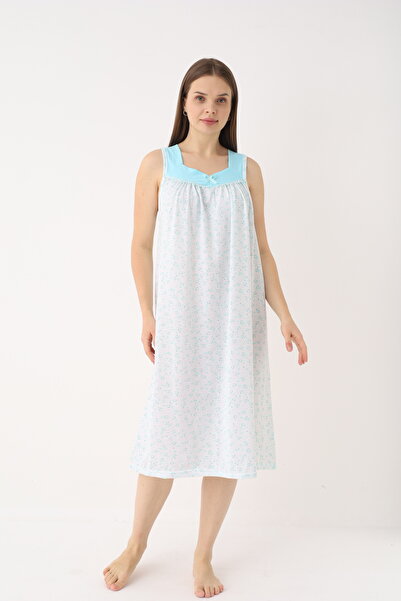 YASAR UNDERWEAR Women's Cotton Strappy Patterned Long Nightgown