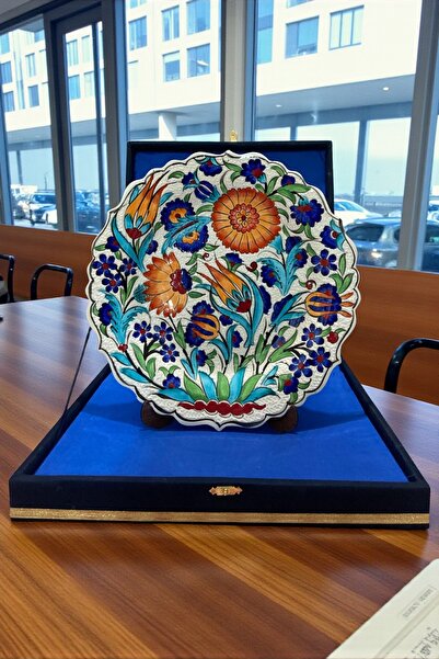 YOOS Kadife Kutulu 30 cm Özel Samur İşçiliği Kütahya Çinisi Turuncu - Laciver...