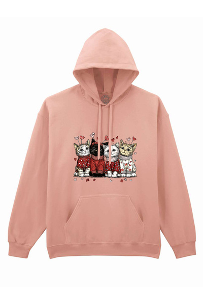 Cu Pisici Hanorac printat-Love Has Paws, Unisex, Valentine's Day