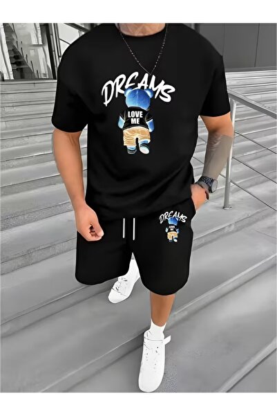 PAVRO Unisex Oversize Shorts Set Bottom-Top Two-Piece Comfortable Mixed Pvr C...