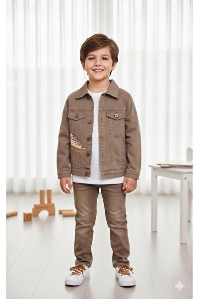 BEGONYA BEBECE KIDS Men's Denim Suit Embroidered Printed Jacket Pants T-Shirt...