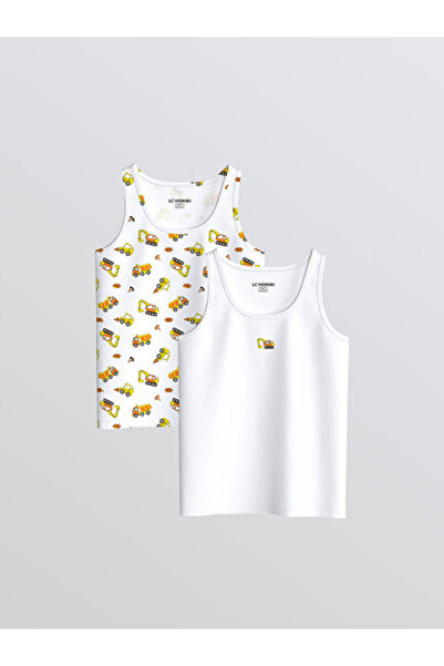 LC Waikiki Rmz Gi̇yi̇m Farkiyla Printed Boys' Undershirt 2-Pack