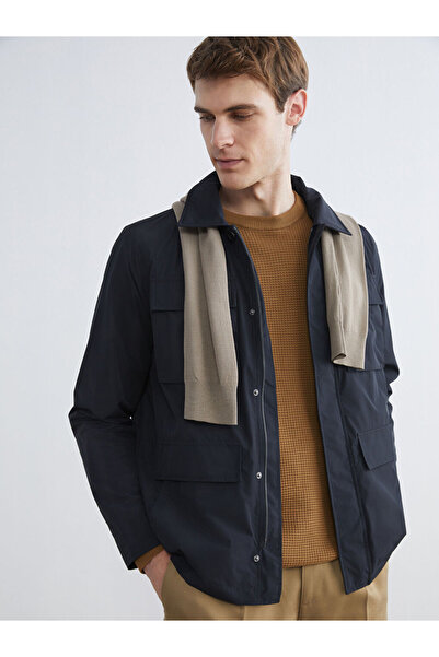 LC Waikiki Ανδρικό παλτό με γιακά πουκάμισο Navy Blue Standard Fit