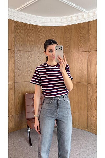HAZELANNA Red Striped Coste Tshirt
