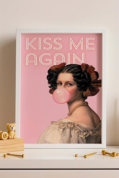 Saturn Kiss Me Again Framed Painting Humorous Classic Art Gift Altered Art