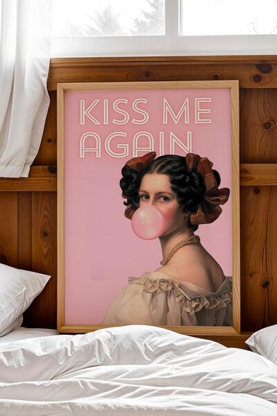 Saturn Kiss Me Again Framed Painting Humorous Classic Art Gift Altered Art