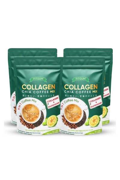 Fitgum مشروبات الكولاجين بنكهة بذور الشيا والقهوة (٤ عبوات)