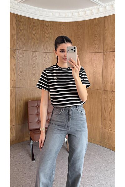 HAZELANNA Black Striped Coste Tshirt