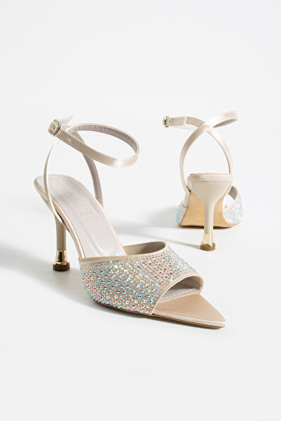 MUFUMA Women's Stone Detailed Pointed Toe Heeled Shoes