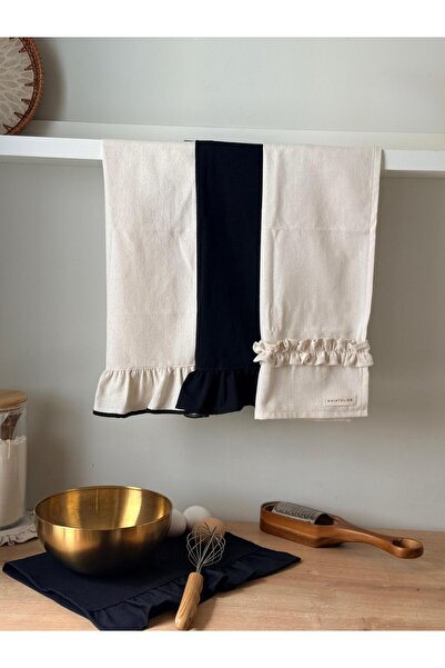 KaiAtelier Natural X Dark Linen 3-Piece Oven Cloth / Drying Cloths