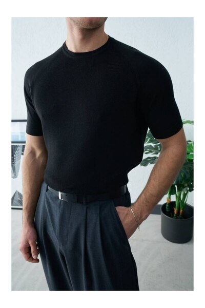 perasttesktil Tricou de tricotaj de bază cu mâneci raglan pentru bărbați