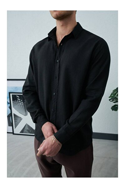 perasttesktil Ανδρικό κανονικό λινό πουκάμισο