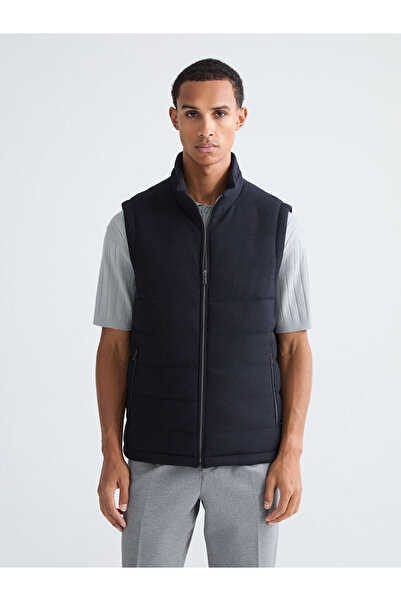 LC Waikiki Ανδρικό φουσκωτό γιλέκο σε μπλε ναυτικό χρώμα με όρθιο γιακά