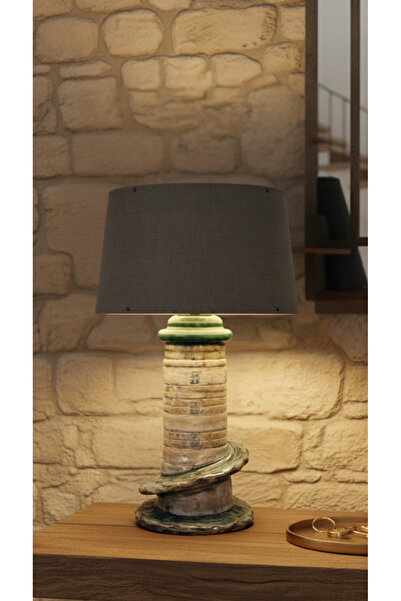 Moon Art Workshop Deniz Feneri Seramik El Yapımı Abajur