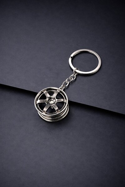 STİLİX GARAGE Breloc metalic cu design de jantă, aspect de jantă de mașină sp...