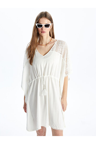 LC Waikiki Rochie de plajă pentru femei, cu decolteu în V, brodată, de sezon nou