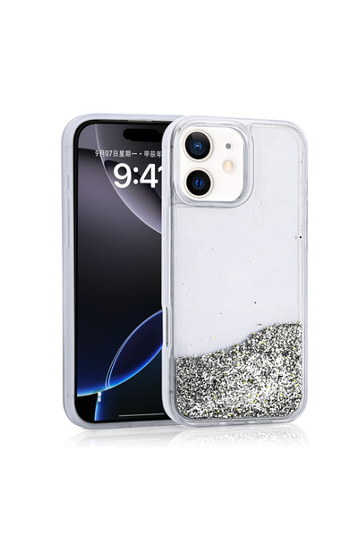 Ceponya حافظة آيفون 12 ذات سطح خلفي شفاف لامع من السيليكون السائل اللامع