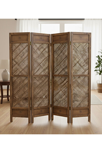 Sedefira Ahşap Paravan Oda Ayırıcı Katlanır Paravan Taşınabilir Paravan Seper...