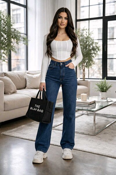 NWC Christina Lycra Loose Women's Dark Blue Super High Waist Loose Leg Denim ...