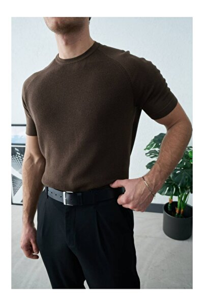 perasttesktil Men's Raglan Sleeve Basic Knitwear Tshirt