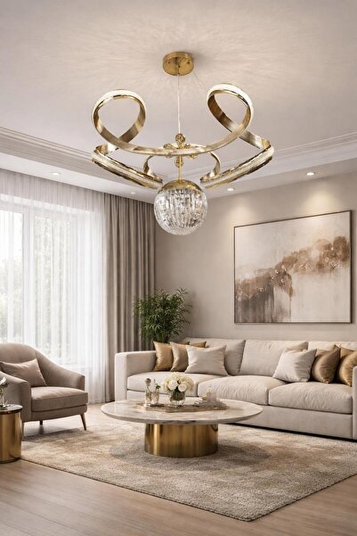 HOMSİ GOLD DRON 3 RENK KUMANDALI LEDLİ AVİZE