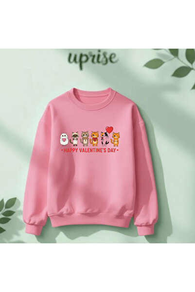 Vordevia Valentines Day Printed Cotton 3 Thread Threaded Crew Neck Oversize S...