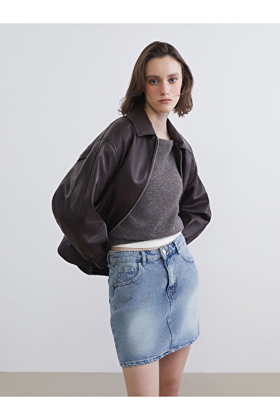 LC Waikiki Maro guler de cămașă supradimensionat Jachetă pentru femei aspect ...