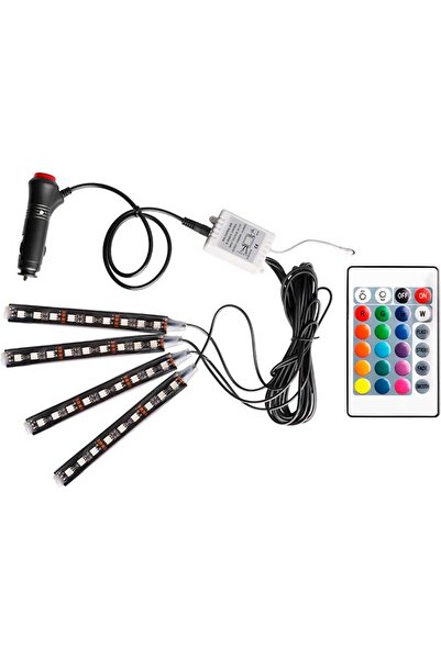 ALIEN Set 4 benzi lumini ambientale auto 12V SMD RGB, telecomanda