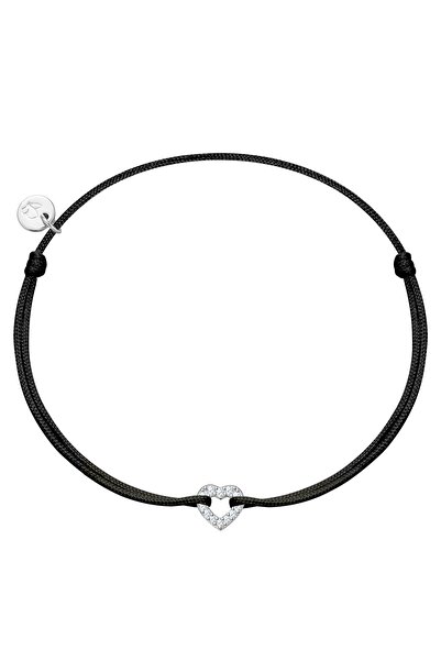 Glanzstücke München Textilarmband Armband Sterling Silber Textil (schwarz) Zi...