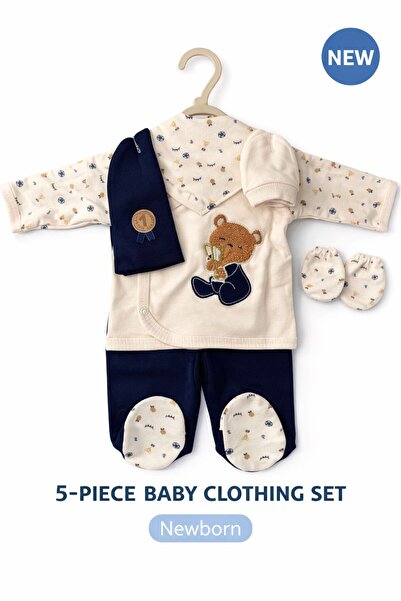 NO BRAND Set haine bebelusi 5 piese,Newborn,bumbac 100%