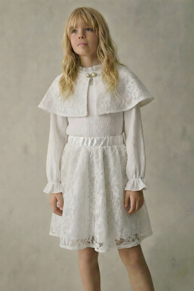 FESSHERA KİDS Set pentru fete cu detaliu din dantelă și pelerină, pentru ocaz...