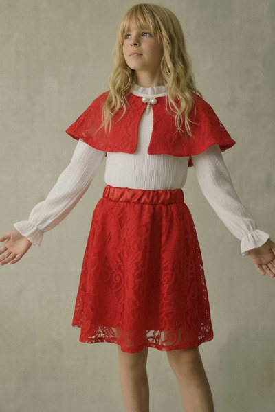 FESSHERA KİDS Set pentru fete cu detaliu din dantelă și pelerină, pentru ocaz...