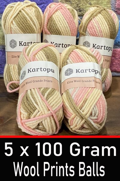 Kartopu Elite Wool Print Yünlü Lux Örgü İpliği- H1936
