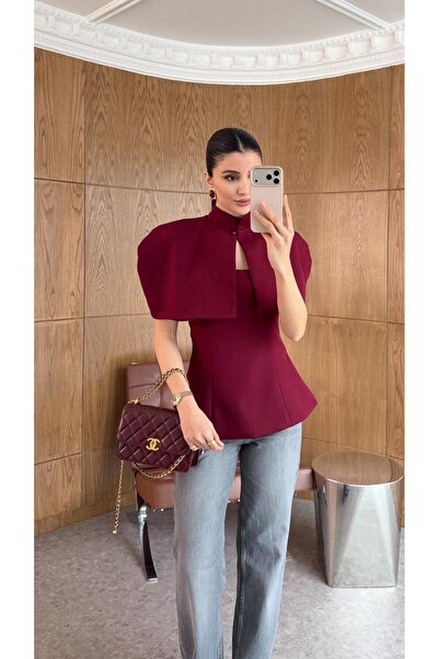 HAZELANNA 2-Piece Burgundy Blouse