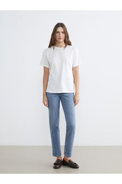 LC Waikiki Rmz Gi̇yi̇m Farkiyla Waist Drawstring Mom Fit Women's Jean Pants