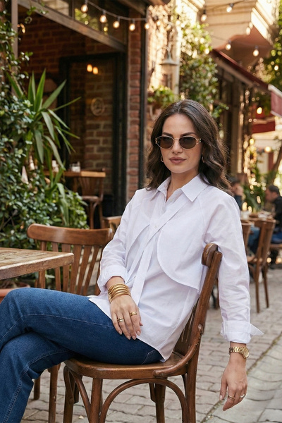 Lela Cotton Relaxed Fit Shirt with Tie Detail Shirt 6925408