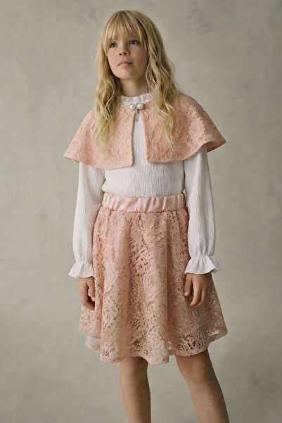 FESSHERA KİDS Set pentru fete cu detaliu din dantelă și pelerină, pentru ocaz...