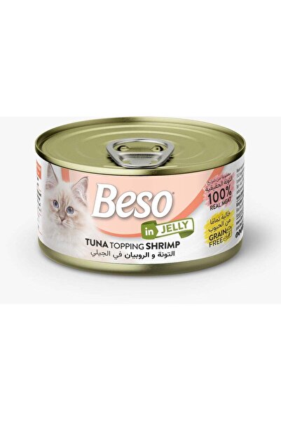 Beso Shredded Tuna & Shrimp in Jelly for Adult Cats – Grain-Free Wet Cat Food