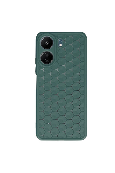 eco port غطاء سيليكون على شكل خلية النحل لهاتف Redmi 13c - أخضر داكن