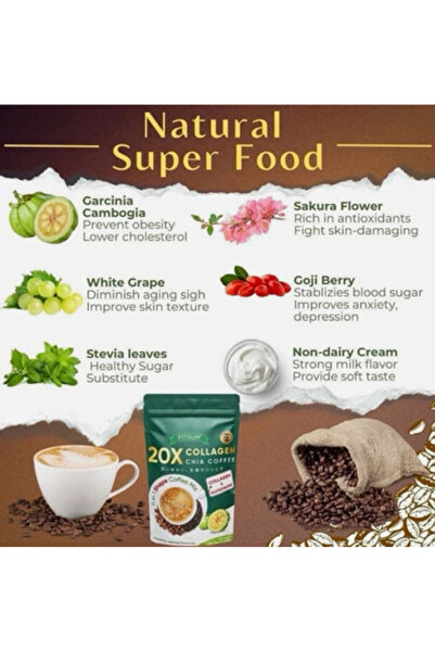 Fitgum مزيج 12 غرام × 10 أكياس قهوة 11 في 1 كولاجين شيا