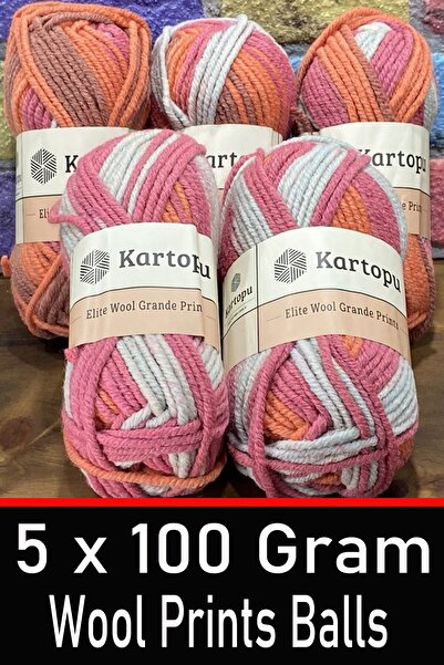 Kartopu Елітна вовняна пряжа з принтом Lux - H1932