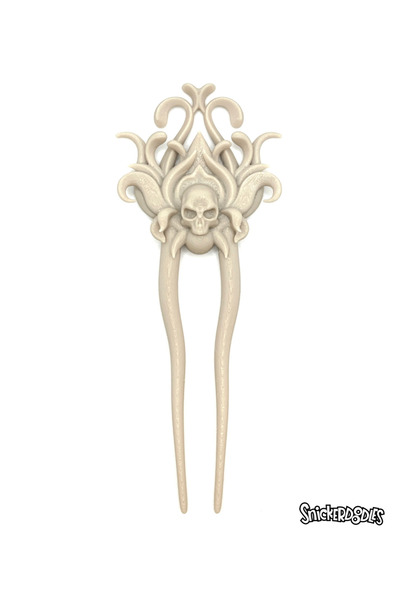 Snickerdoodles Poison Ivy Bun Clip - French Hairpin - Bone Color Gothic Hair ...