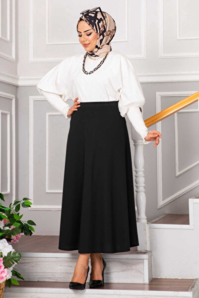 EBRUTESETTÜR تنورة سكوبا كريب ميفلانا تيسيتور باللون الأسود