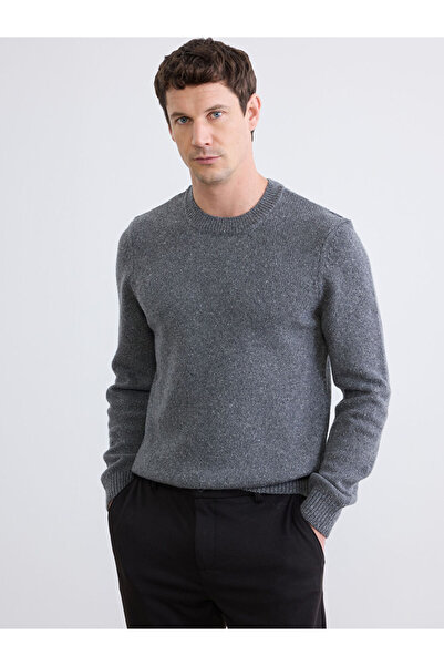 LC Waikiki سترة تريكو رجالية من مزيج الصوف باللون الرمادي