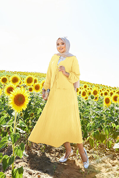 EBRUTESETTÜR Sports Kimono Skirt Set Yellow